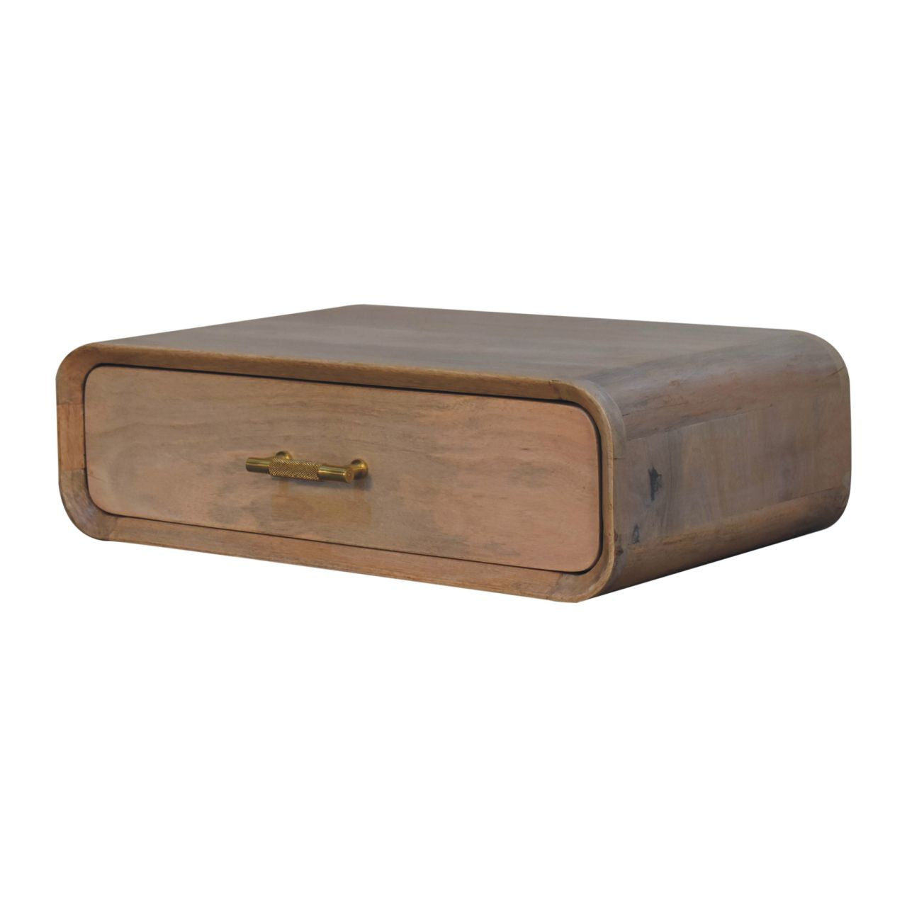 Solid Wood Sonoma T-Bar Wall-Mounted Nightstand, 1-Drawer, Light Brown