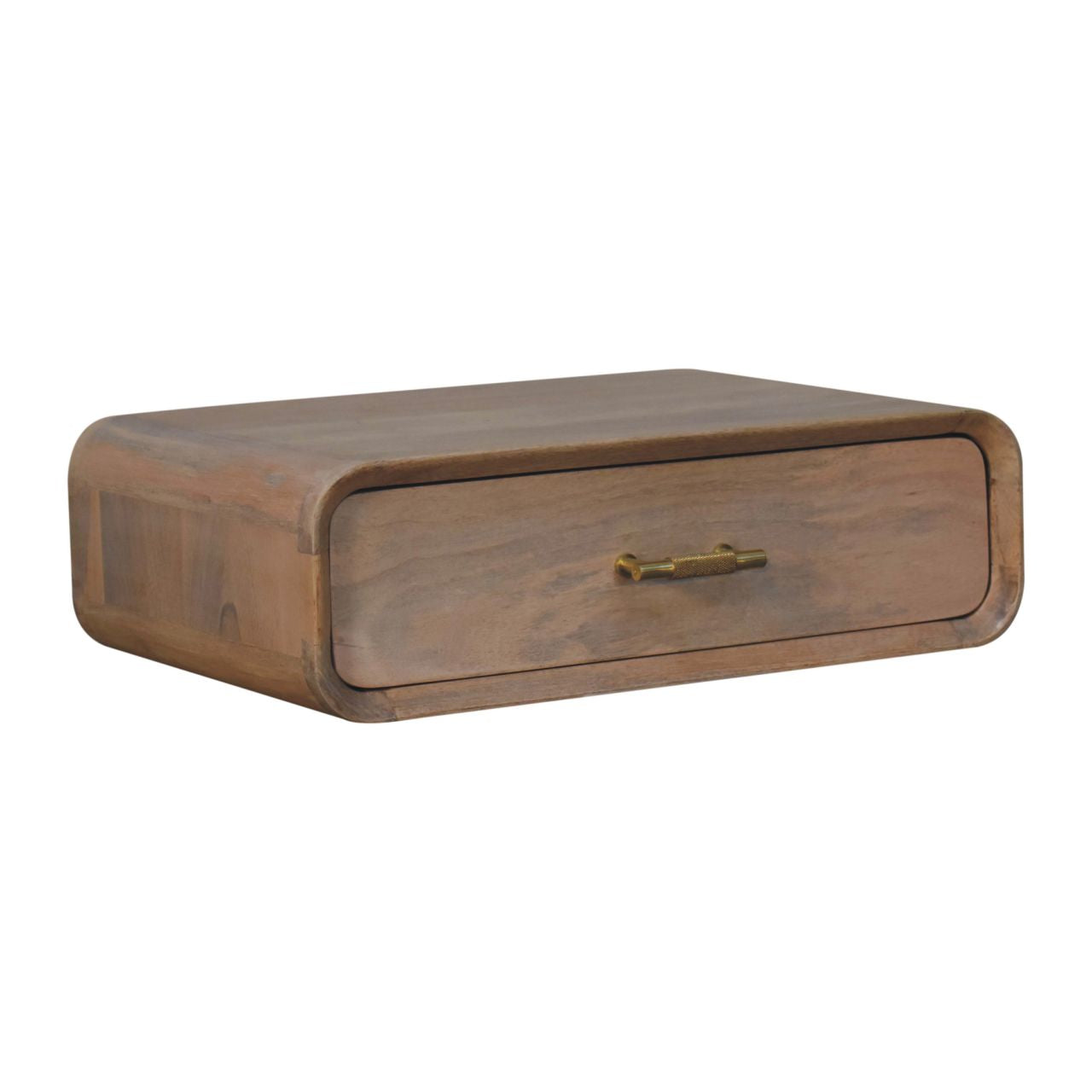 Solid Wood Sonoma T-Bar Wall-Mounted Nightstand, 1-Drawer, Light Brown