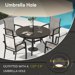 5 Pieces Outdoor Patio Dining Set, 4  Stackable Metal Dining Chairs and 40.6" Round Metal Dining Table, Outdoor Table and Chairs for Lawn Garden Backyard Deck