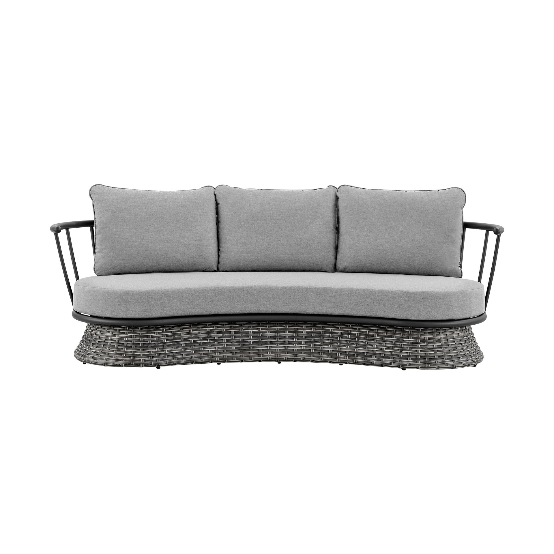 Novante Wicker and Aluminum Outdoor Sofa in Black and Dark Gray