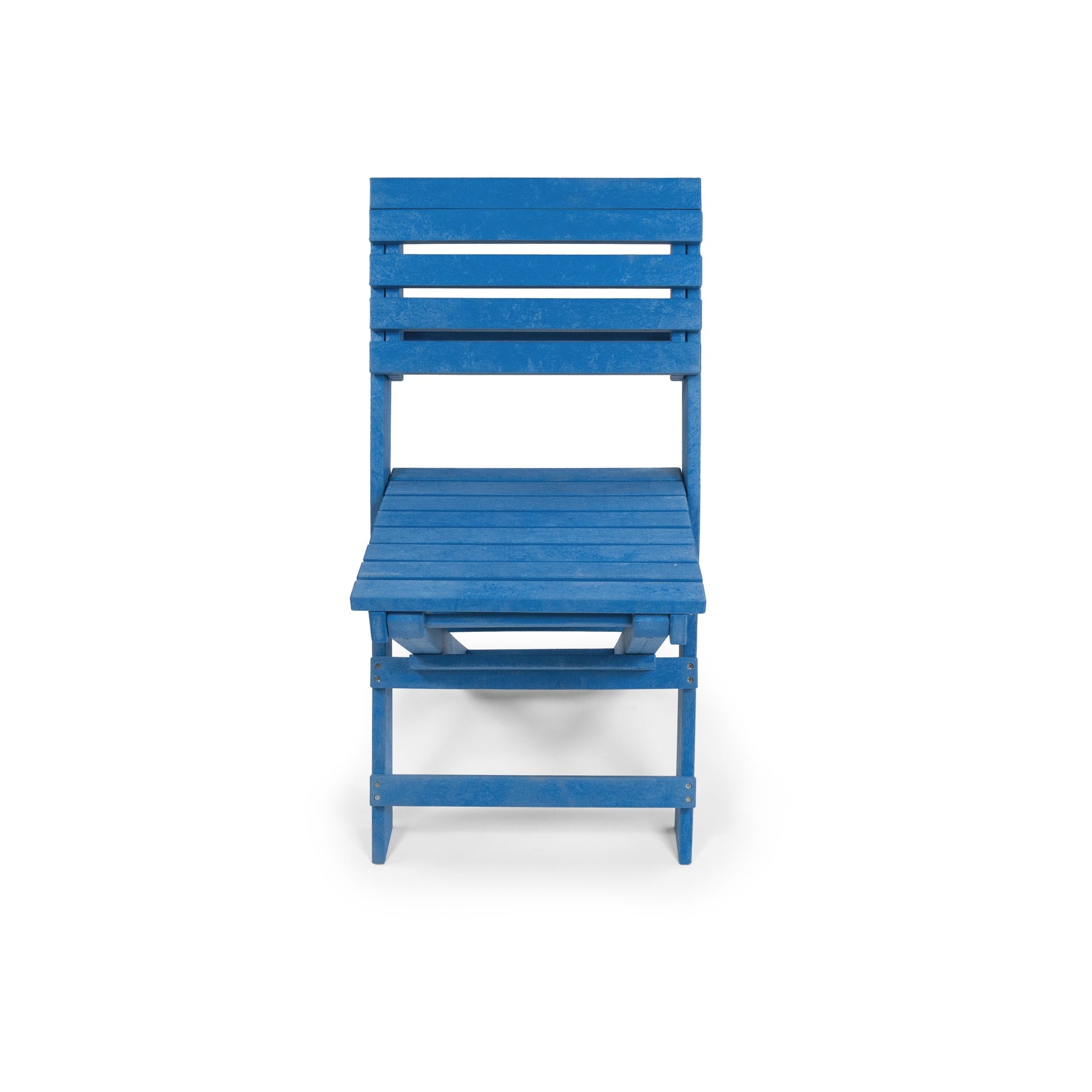Coastal Bay Fully Assembled All-Weather Recycled HDPE Outdoor Folding Bistro Chair, Pacific Blue