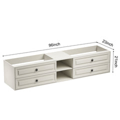 96" Wall Hung Bathroom Vanity Cabinet Fits Double Sinks, Cabinet Only (Countertop and Sinks Not Included)