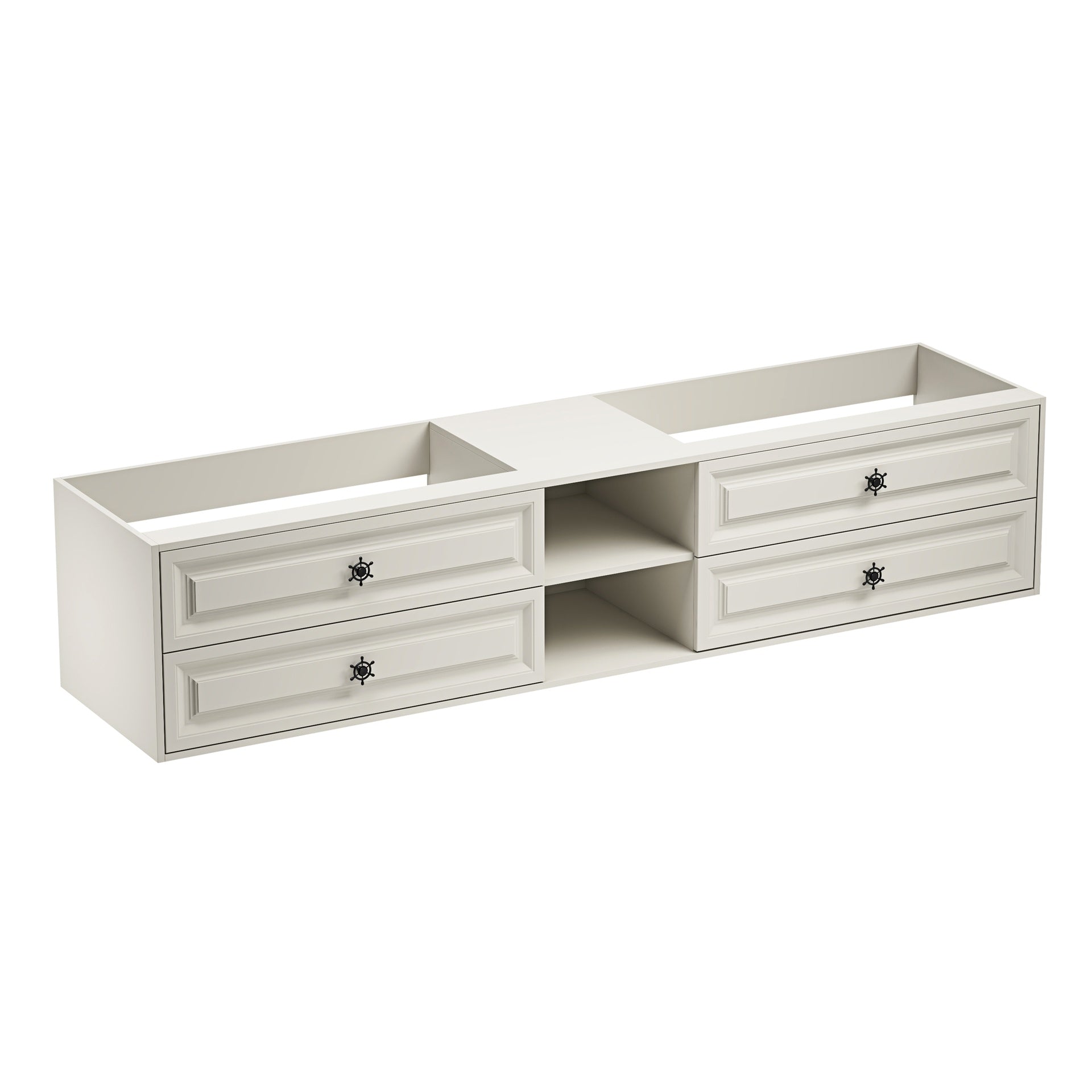 96" Wall Hung Bathroom Vanity Cabinet Fits Double Sinks, Cabinet Only (Countertop and Sinks Not Included)