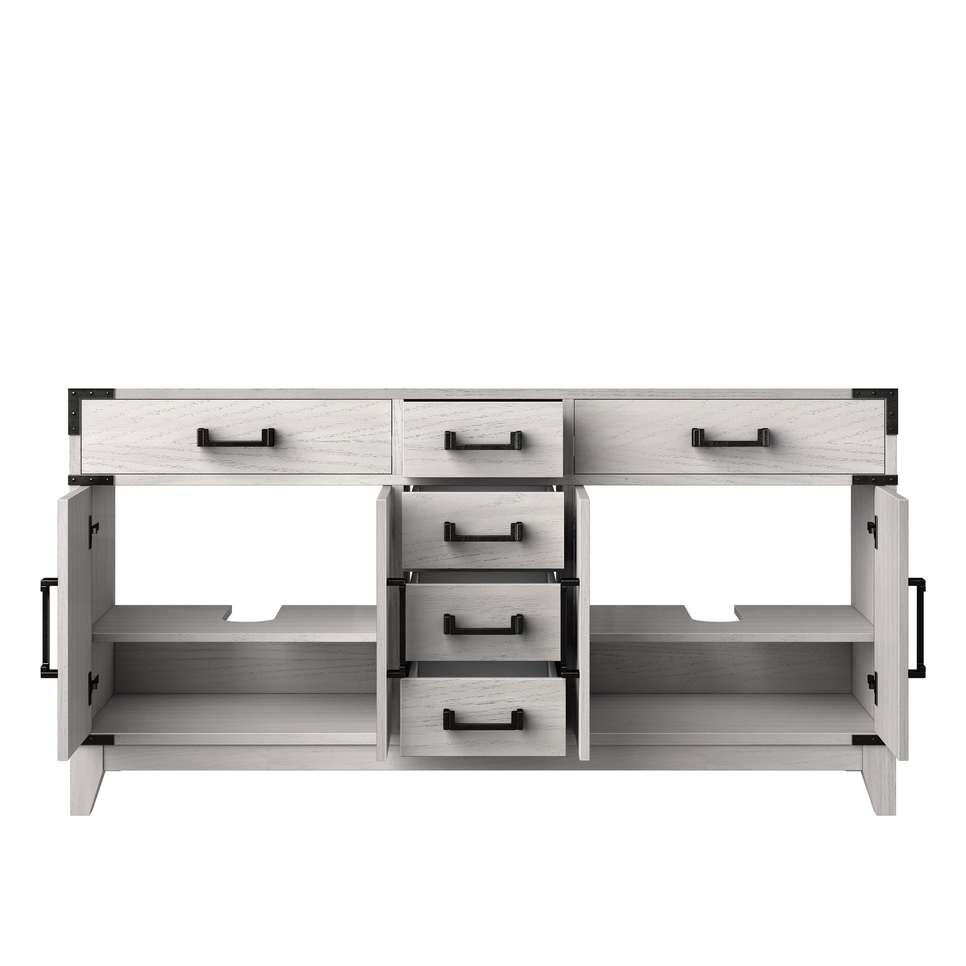 White Oak Double Bath Vanity 60 in. W x 22 in. D