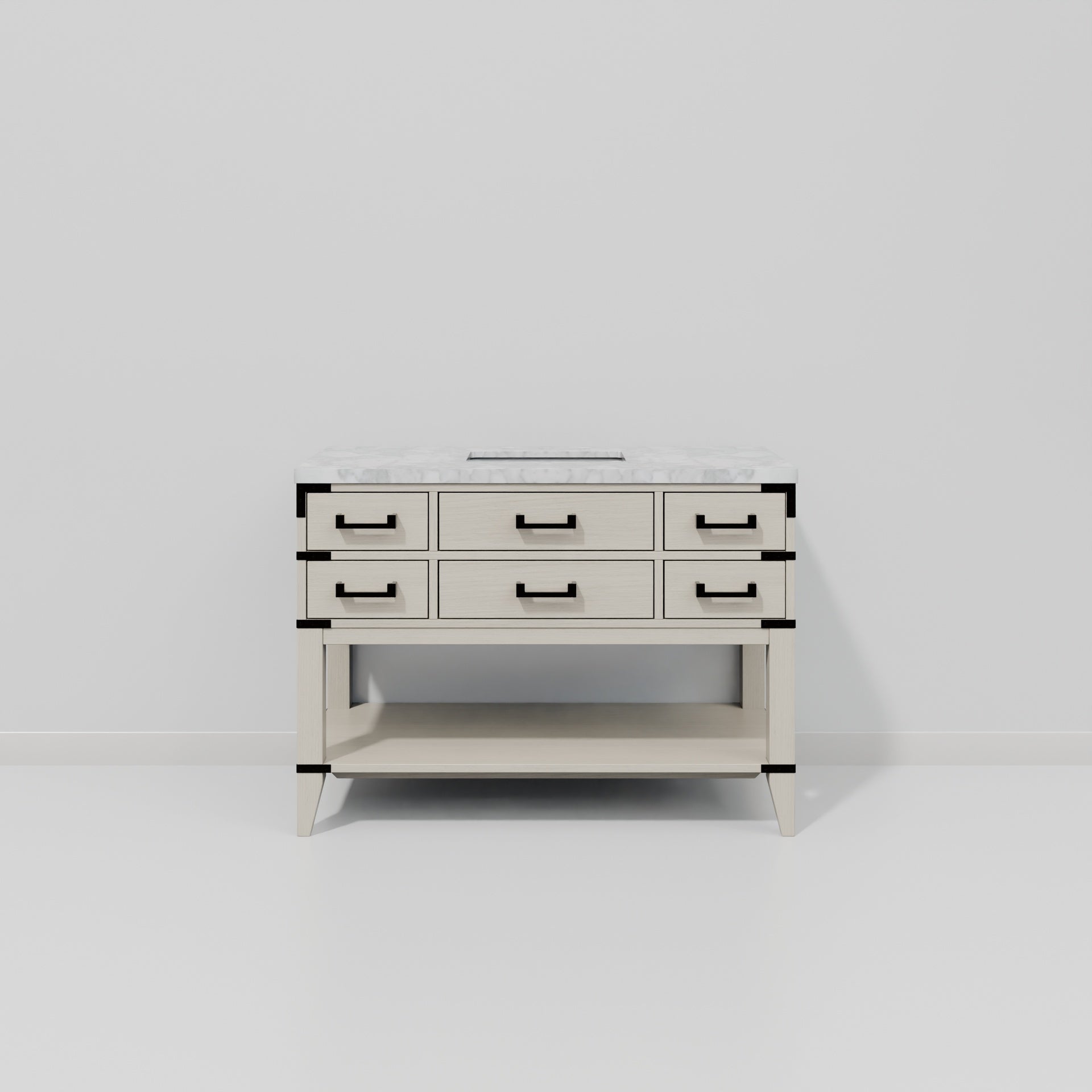 White Oak Single Bath Vanity 48 in. W x 22 in. D, with Carrara Marble Top