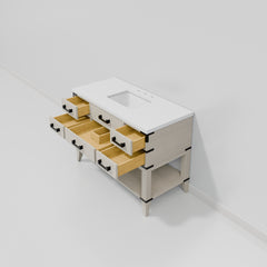White Oak Single Bath Vanity 48 in. W x 22 in. D, with Cultured Marble Top