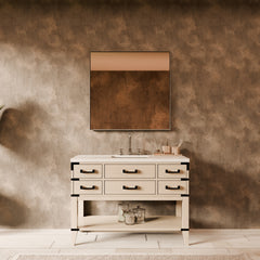 White Oak Single Bath Vanity 48 in. W x 22 in. D, with Cultured Marble Top