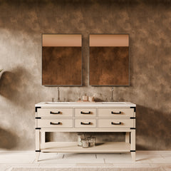 White Oak Double Bath Vanity 60 in. W x 22 in. D