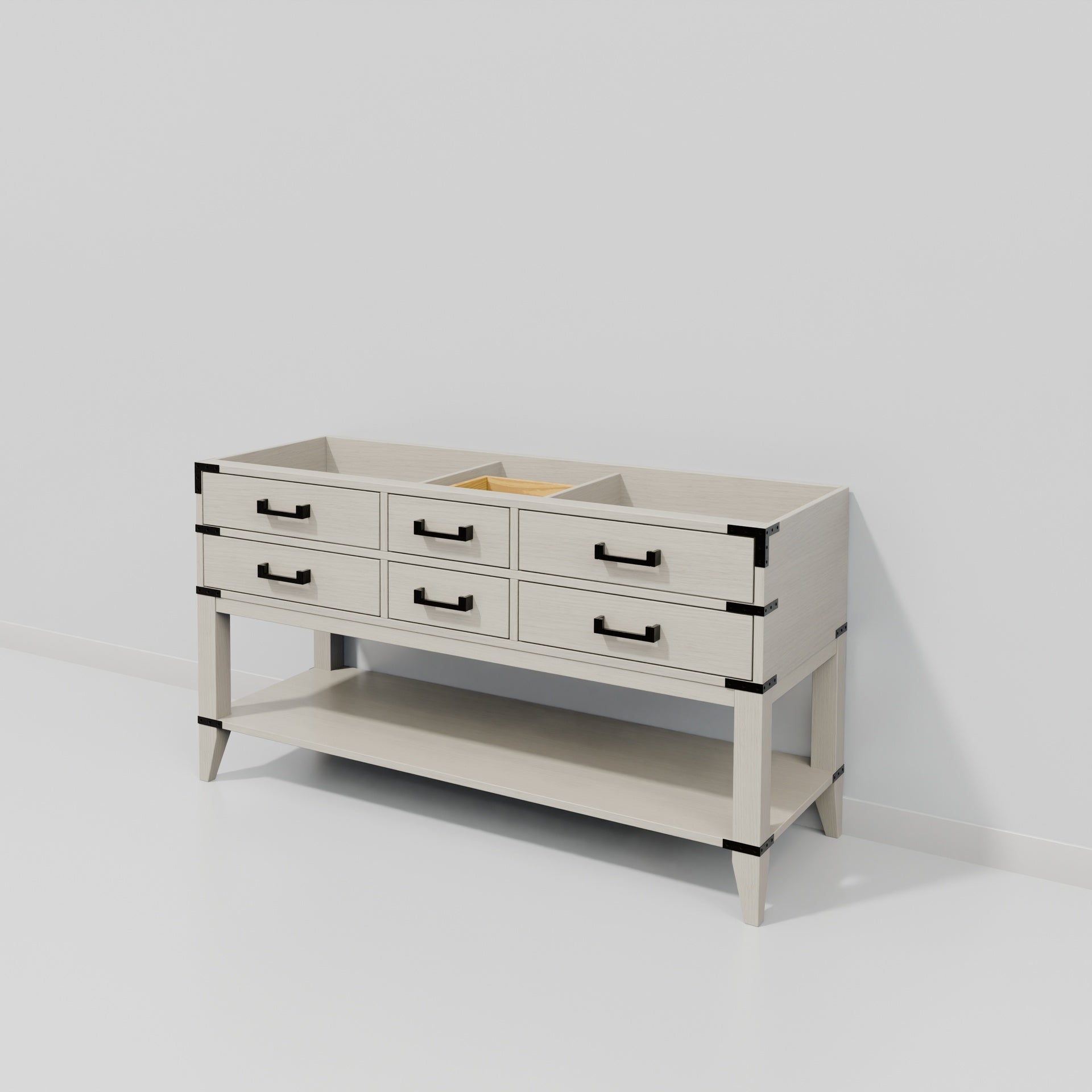 White Oak Double Bath Vanity 60 in. W x 22 in. D