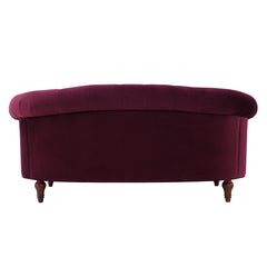 La Rosa Victorian Chesterfield Loveseat, Burgundy Velvet