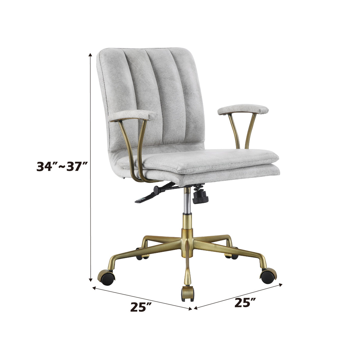 Damir Vintage White Top Grain Leather & Chrome Finish Office Chair