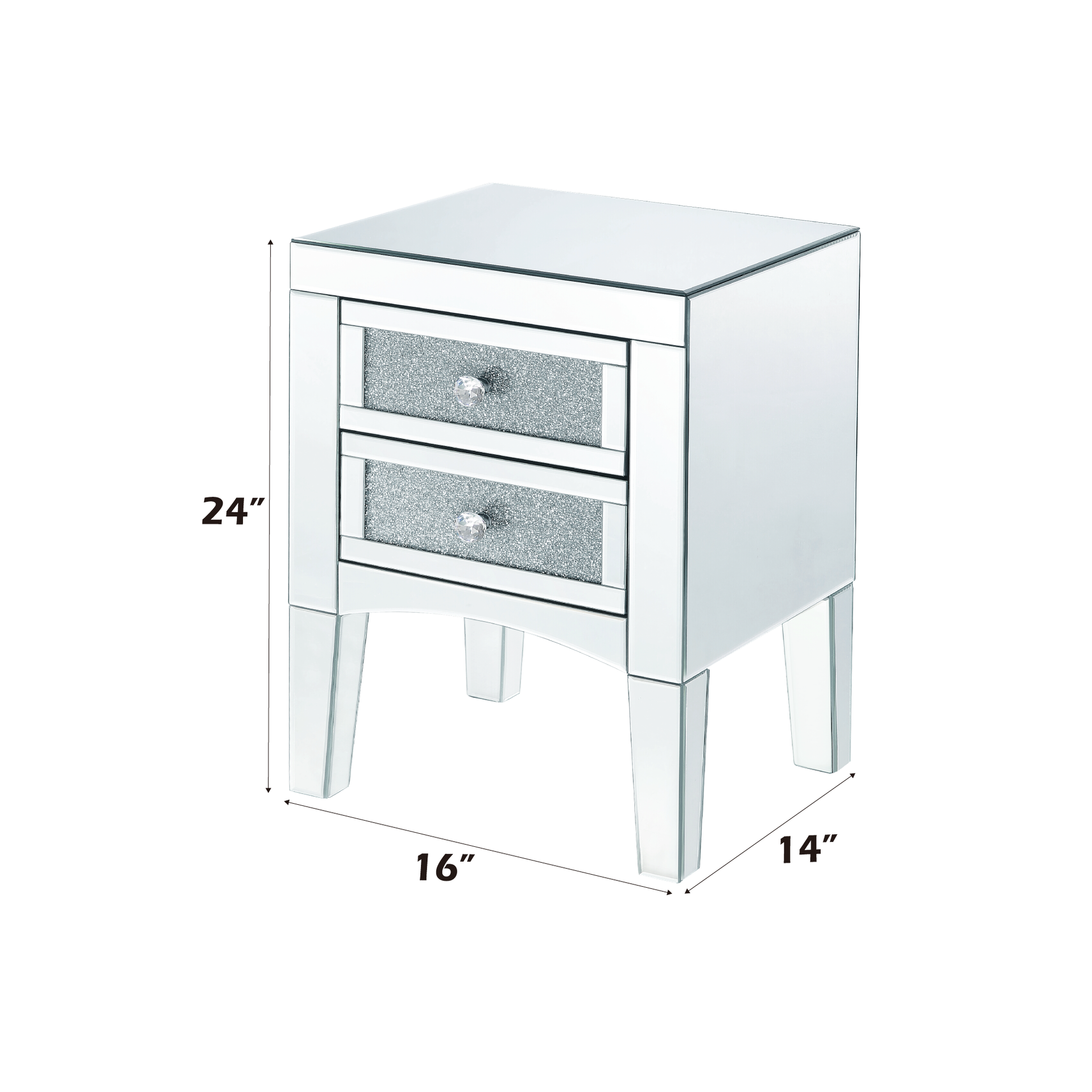 Noralie Mirrored, Faux Diamonds Accent Table (Assembled)