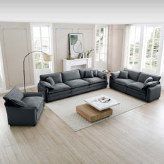 3 Piece  Comfortable Oversized Sectional Sofa, One Single Sofa and One 2-Seater Sofa and One 3-Seater Sofa ,Grey Corduroy Deep Seat Sofa