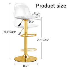Modern minimalist bar chairs and bar stools. Can rotate 360 ° and adjust lifting. PET backrest and PU seats. Set of 2. Suitable for bars, restaurants, and front desk cashiers.