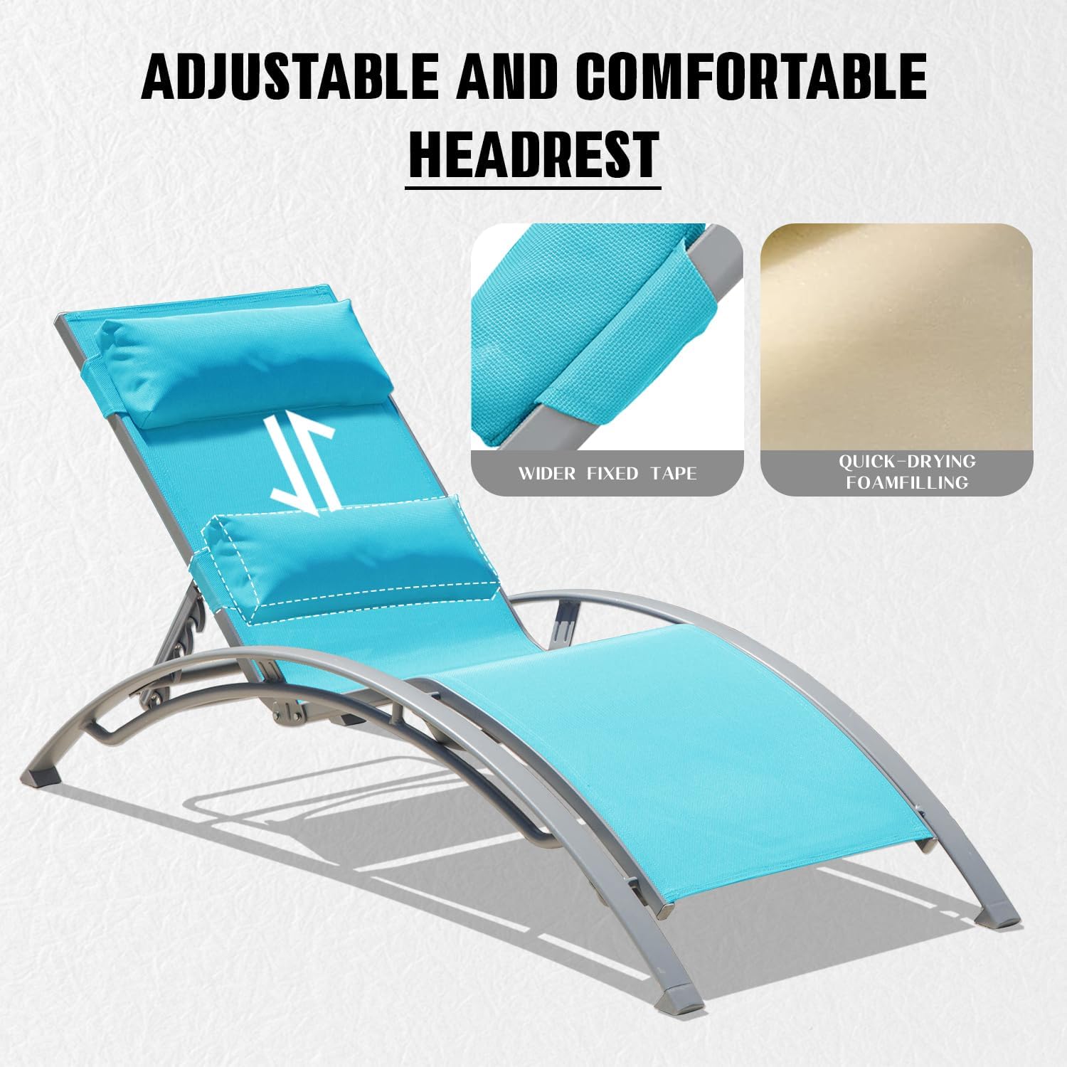 Pool Lounge Chairs Set of 2-Lake Blue (2 Lounge Chairs)