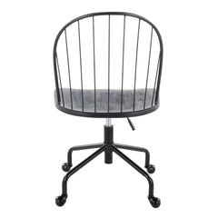 Riley Farmhouse Adjustable High Back Office Chair in Black Metal and Black Wood by LumiSource
