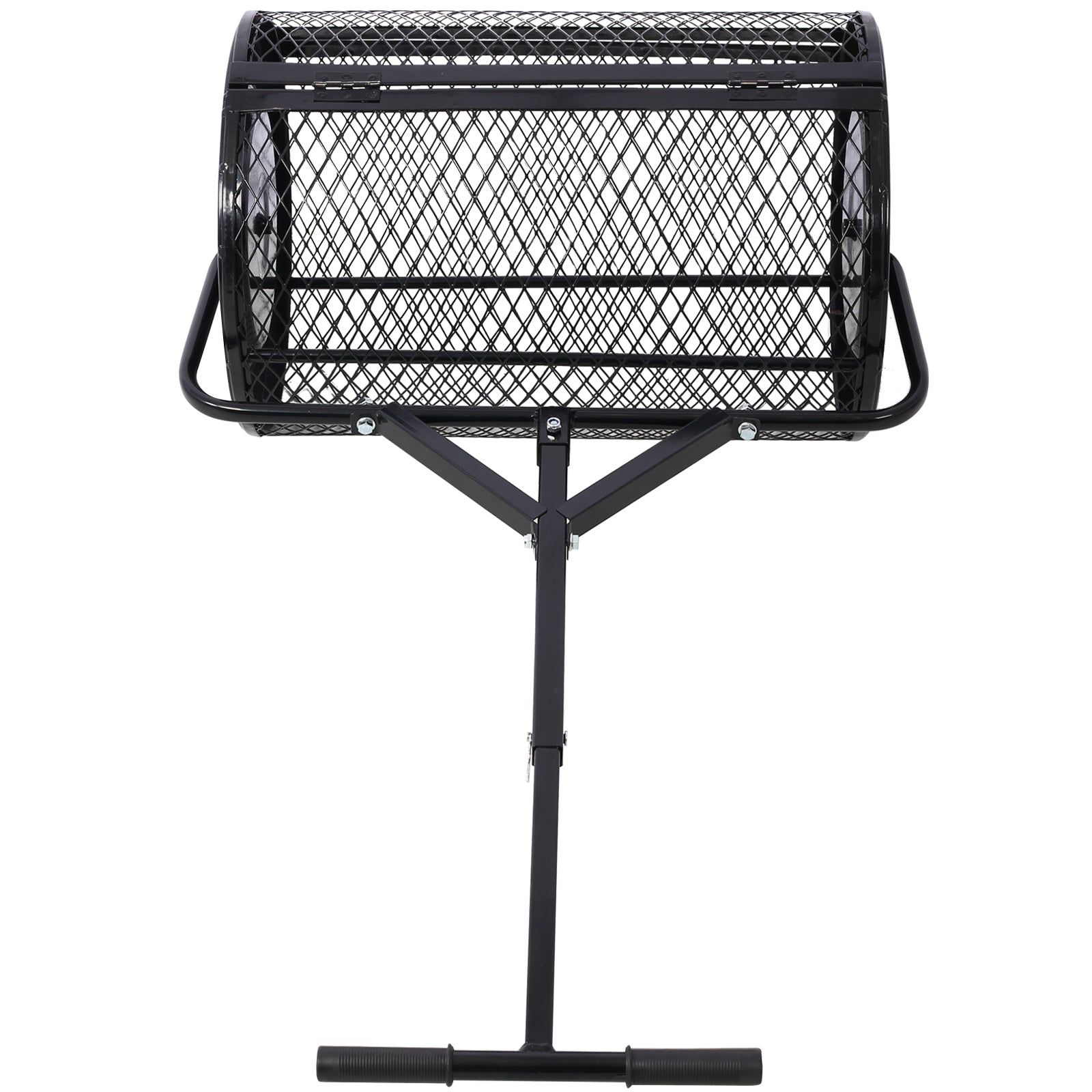 Peat Moss Spreader 24inch,Compost Spreader Metal Mesh,T shaped Handle for planting seeding,Lawn and Garden Care Manure Spreaders Roller,heavy duty balck