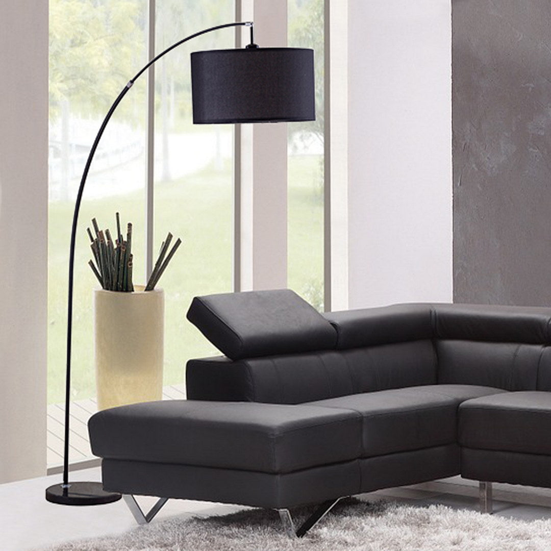 86" Tall Metal Floor Arc Lamp "Bella", Black