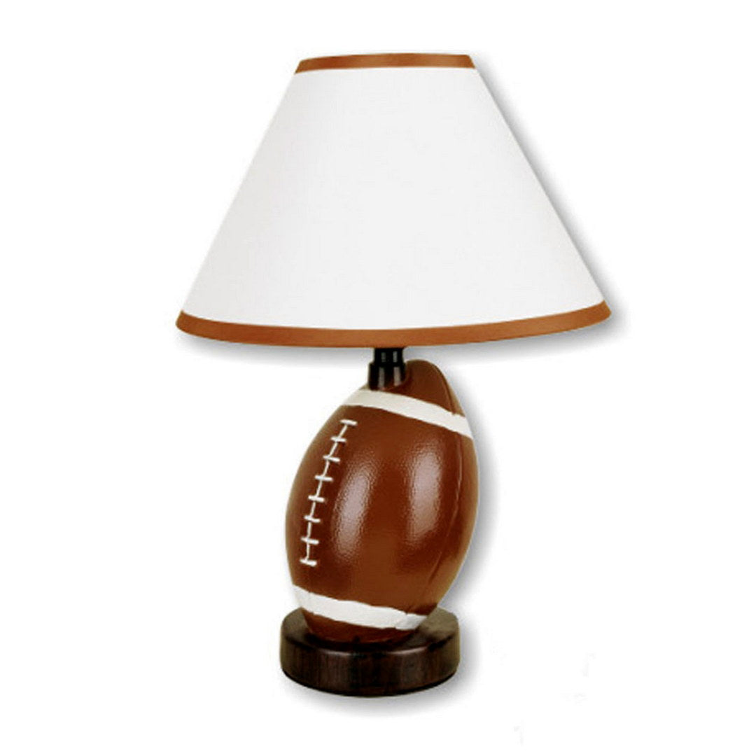 13.5" Tall Ceramic Table Lamp, Football Shaped, Linen Shade