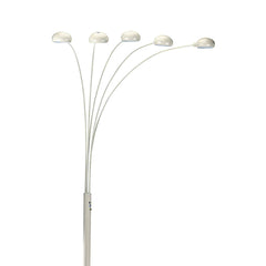 84" Tall Metal Floor Lamp with White finish and 5 adjustable Arch Arms