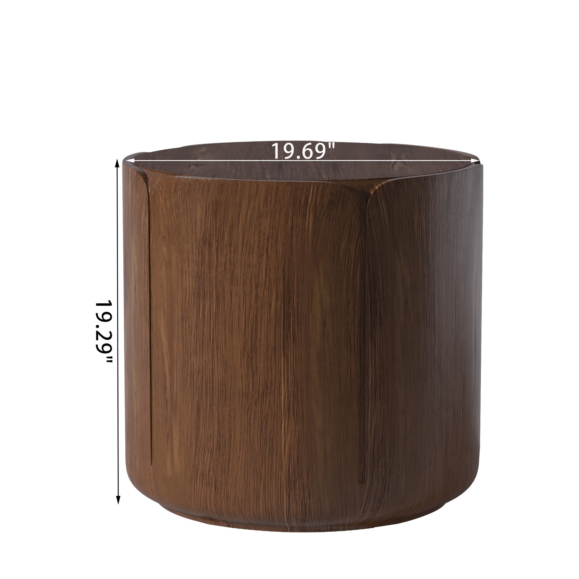 19.29"H Round Outdoor Indoor Side Table Set, Modern Wood Grain Patio Garden Stool Set, Sturdy Magnesium Oxide Waterproof, No-Assembly Table for Patio, Garden, Backyard, Living Room,Brown,Set of 2