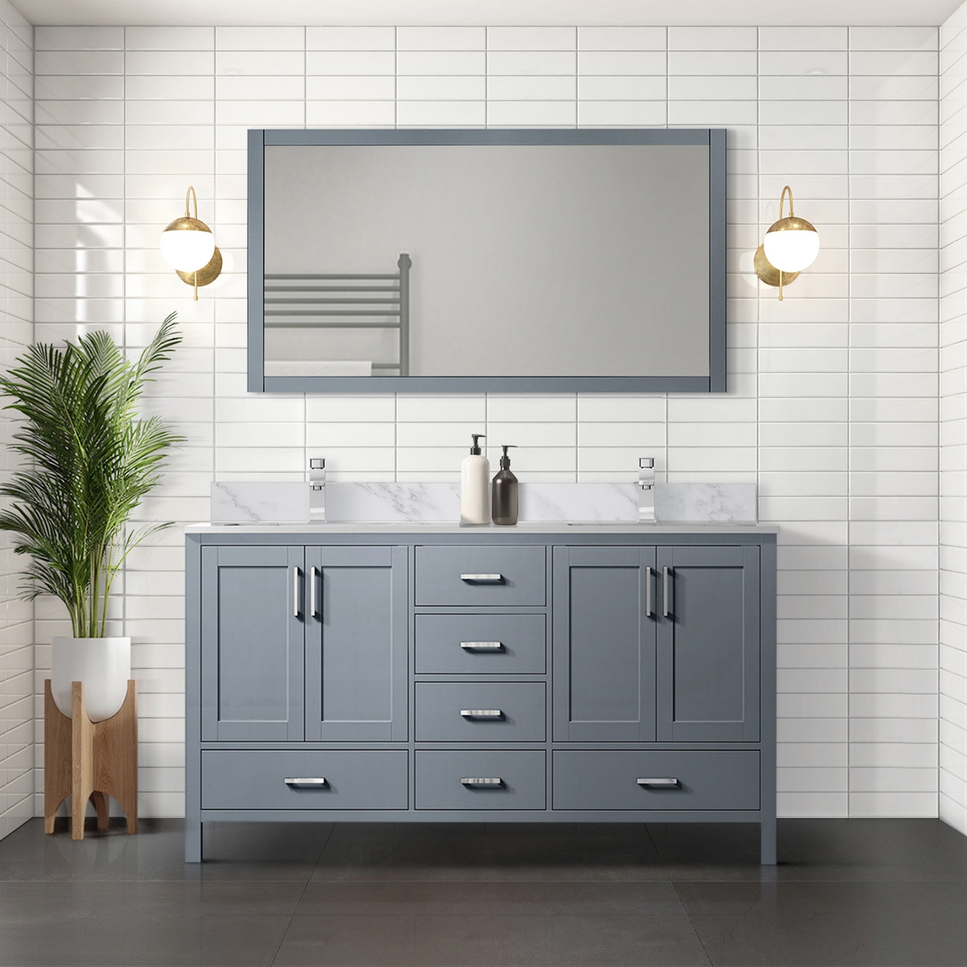 Dark Grey Double Bath Vanity 72 in. W x 22 in. D
