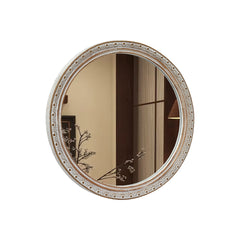 Ornate Round Wall Mirror (23.62" x 23.62") - Distressed Silver-Gold Carved Frame, Decorative Hanging Mirror for Bathroom, Bedroom, Entryway & Living Room