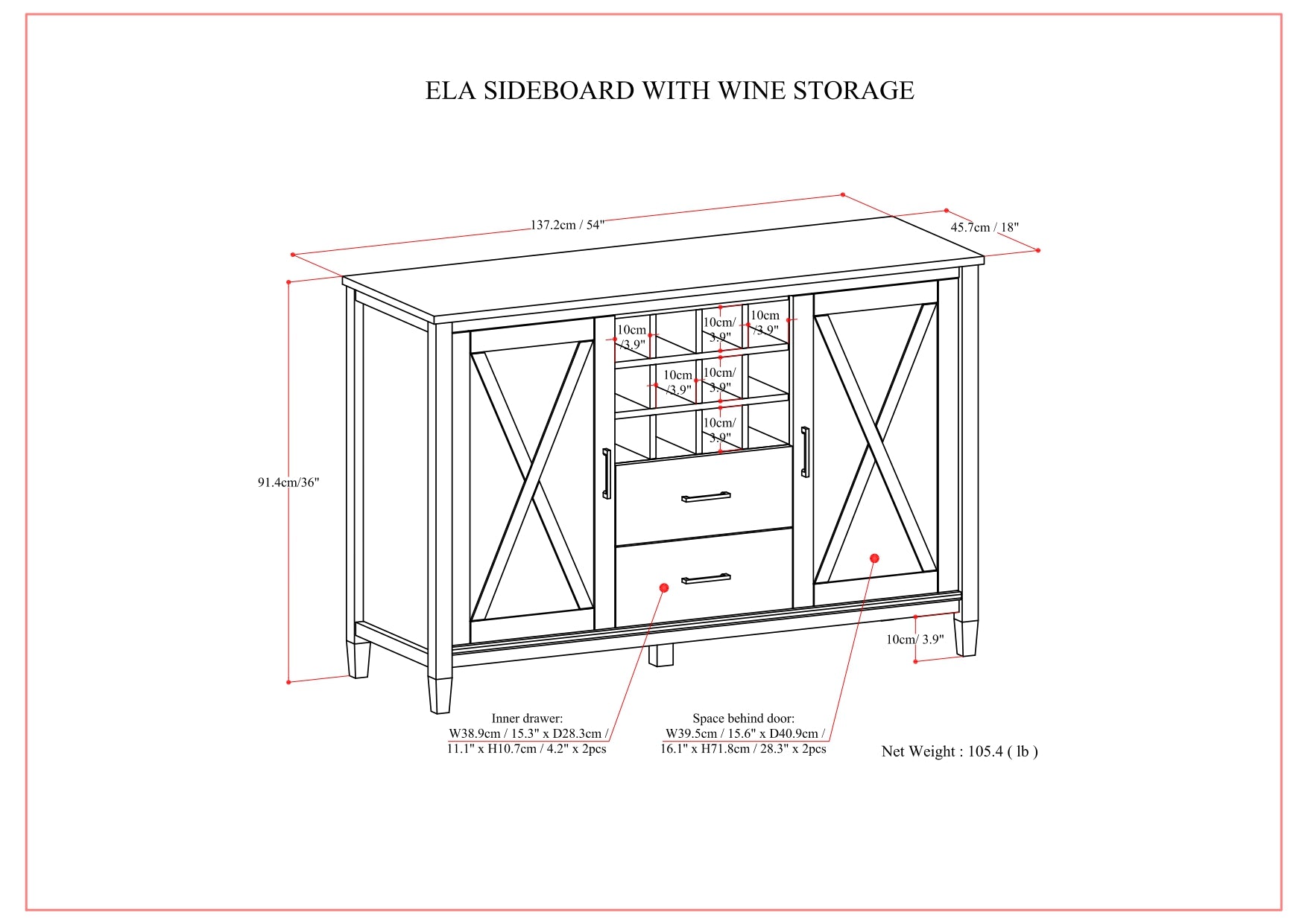 Ela - Sideboard with Wine Storage - Smoky Brown