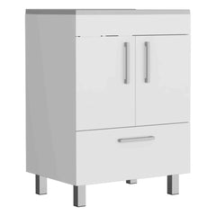 Velloc Single Bathroom Vanity, Double Door Cabinet, One Drawer -White
