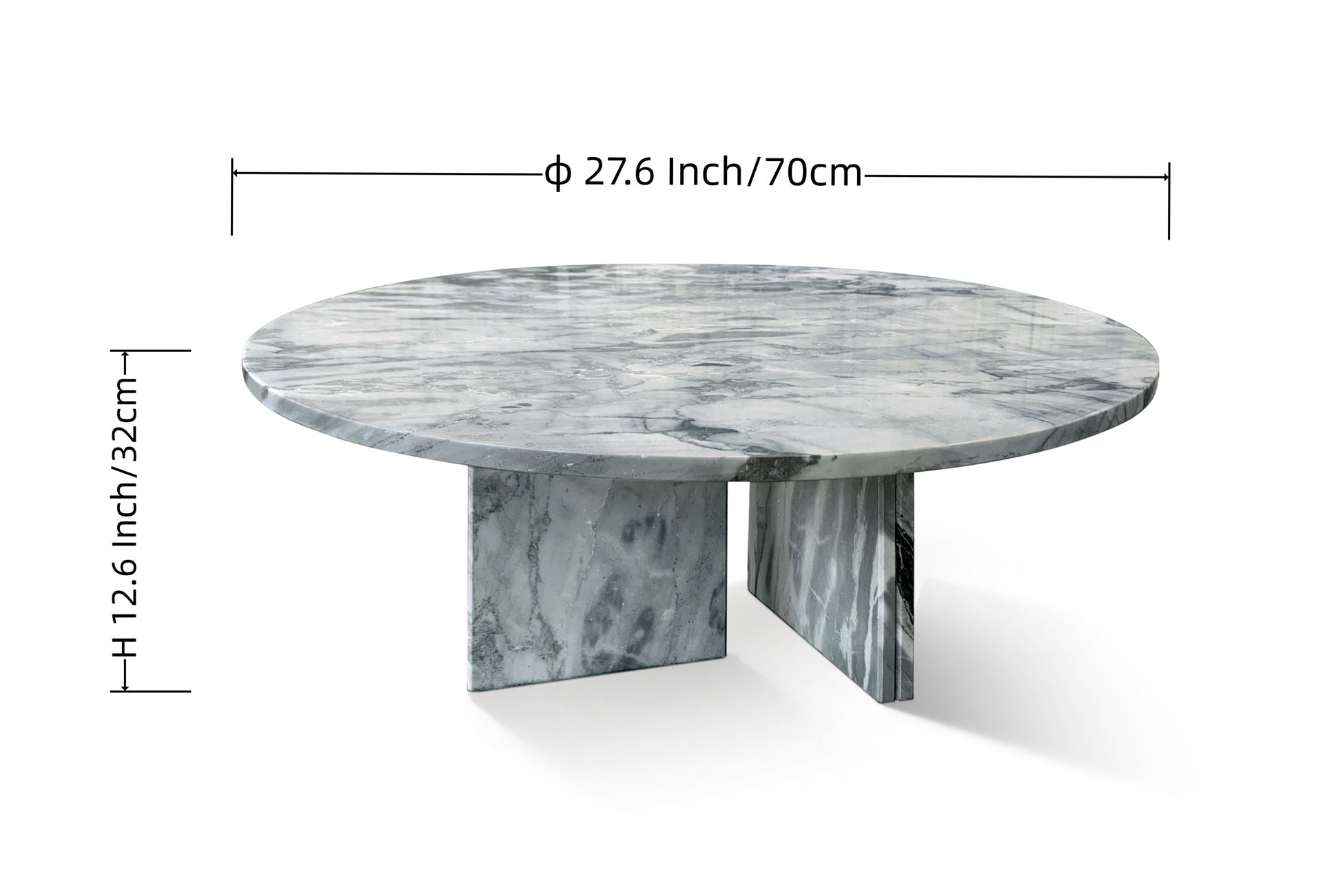 Blue gray natural marble coffee table, small table, living room table, natural stone, Ø27.6 h12.6 Inch/Ø70 h32 cm, genuine marble, real marble