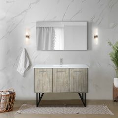 Rustic Acacia Bath Vanity 48 in. W x 20 in. D, White Quartz Top and Brushed Nickel Faucet Set