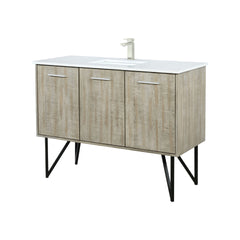 Rustic Acacia Bath Vanity 48 in. W x 20 in. D, White Quartz Top and Brushed Nickel Faucet Set