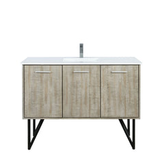Rustic Acacia Bath Vanity 48 in. W x 20 in. D, White Quartz Top and Chrome Faucet Set