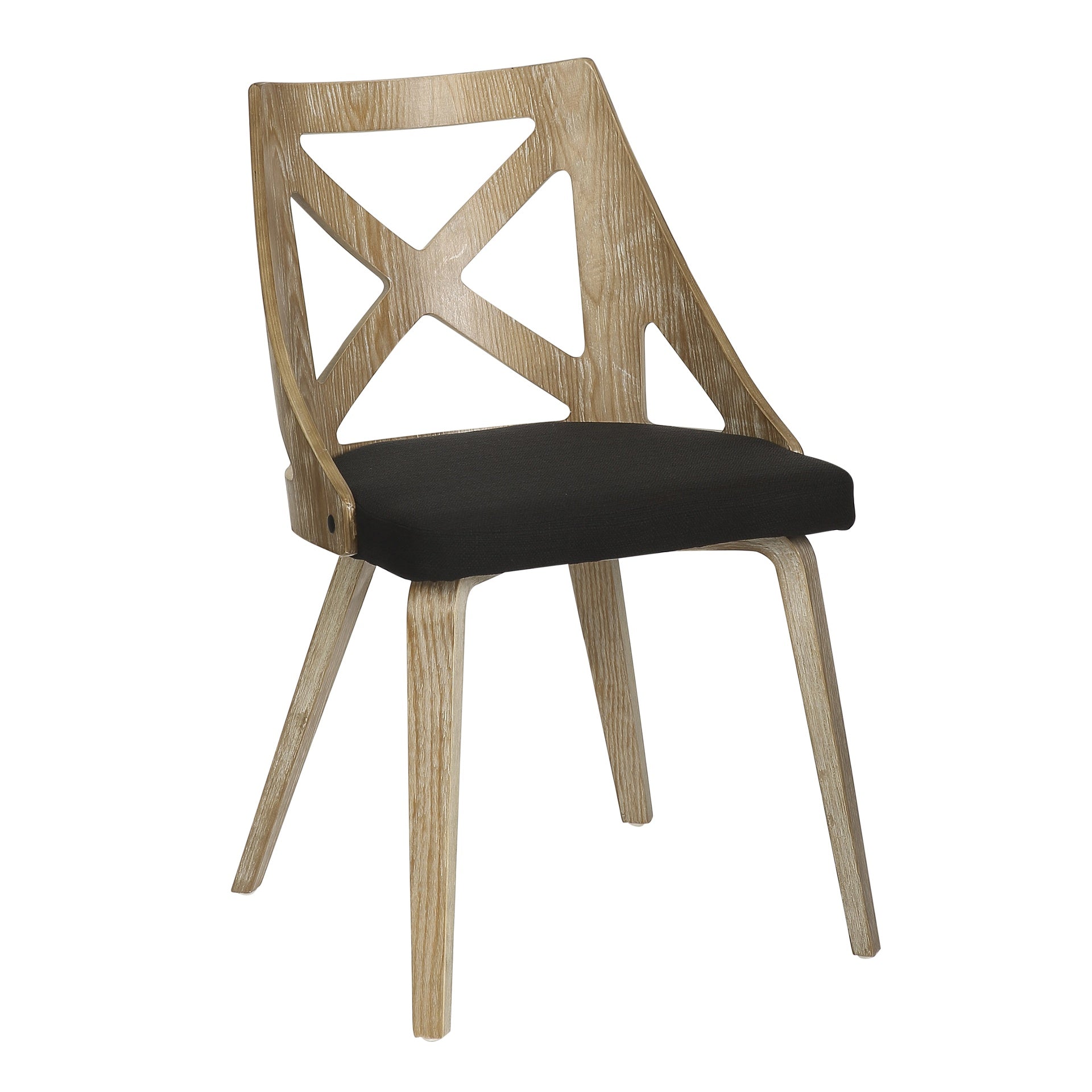 Charlotte Farmhouse Chair in White Washed Wood and Charcoal Fabric by LumiSource - Set of 2