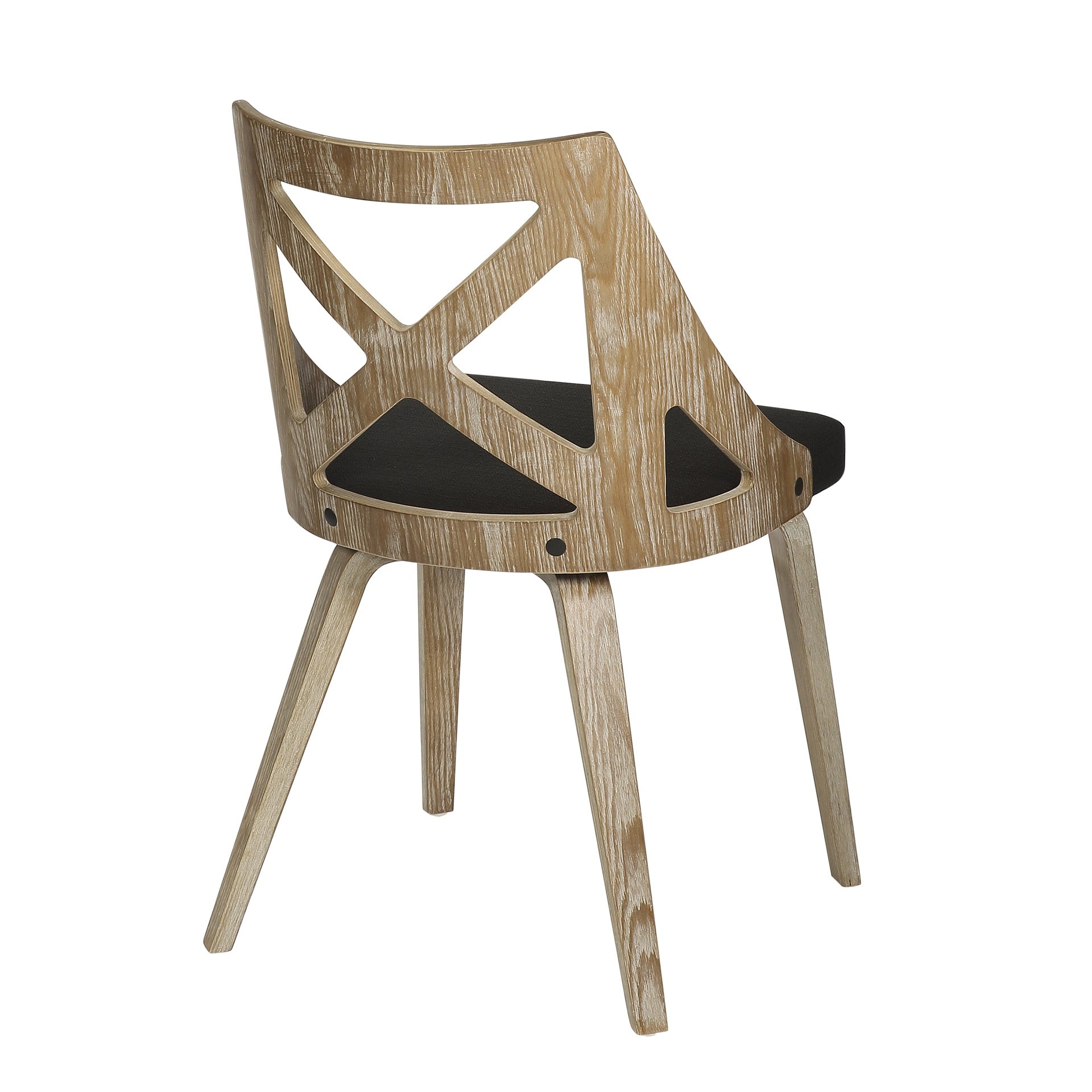 Charlotte Farmhouse Chair in White Washed Wood and Charcoal Fabric by LumiSource - Set of 2