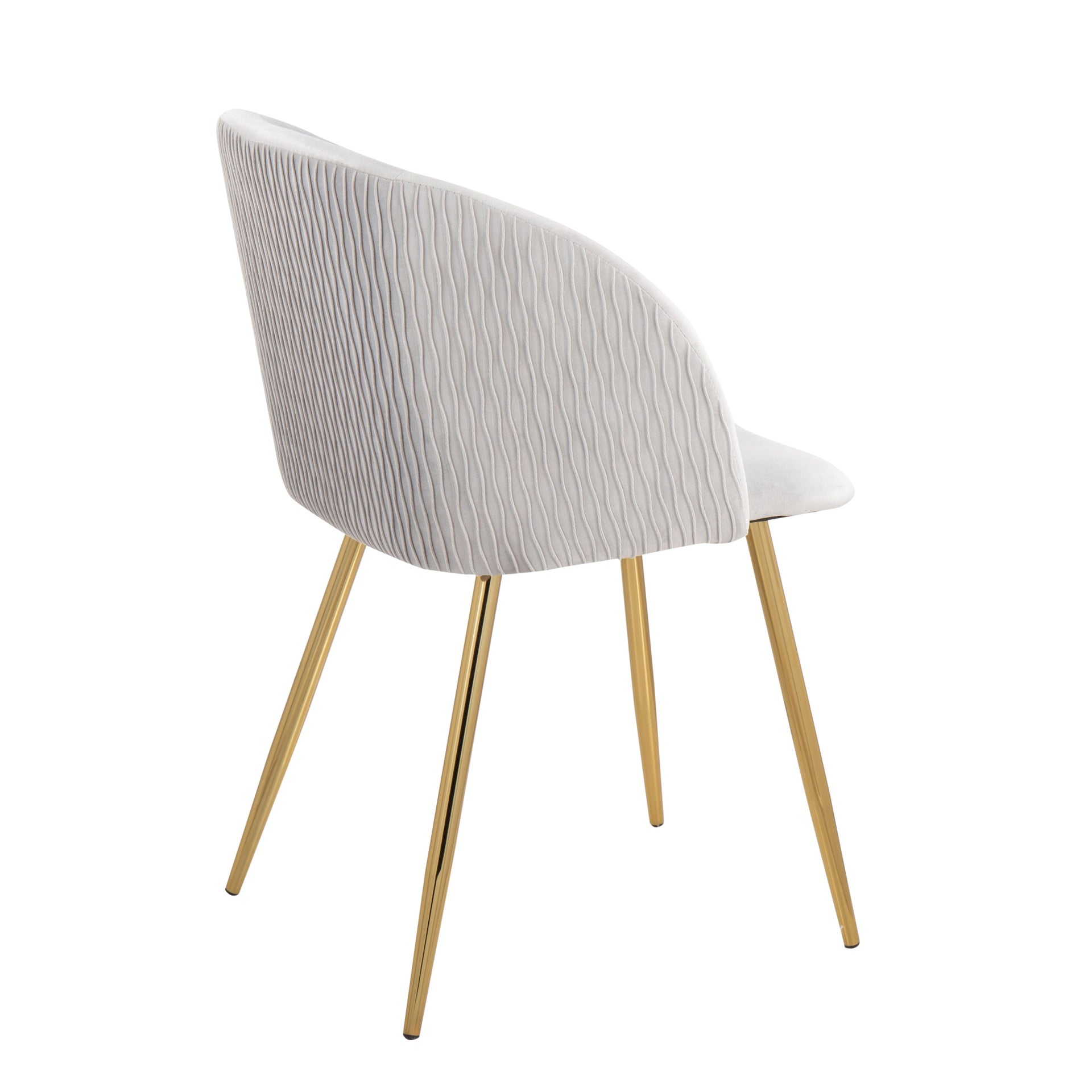Fran Pleated Waves Contemporary Chair in Gold Metal and Pleated Silver Velvet Waves by LumiSource - Set of 2