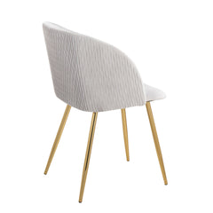 Fran Pleated Waves Contemporary Chair in Gold Metal and Pleated Silver Velvet Waves by LumiSource - Set of 2