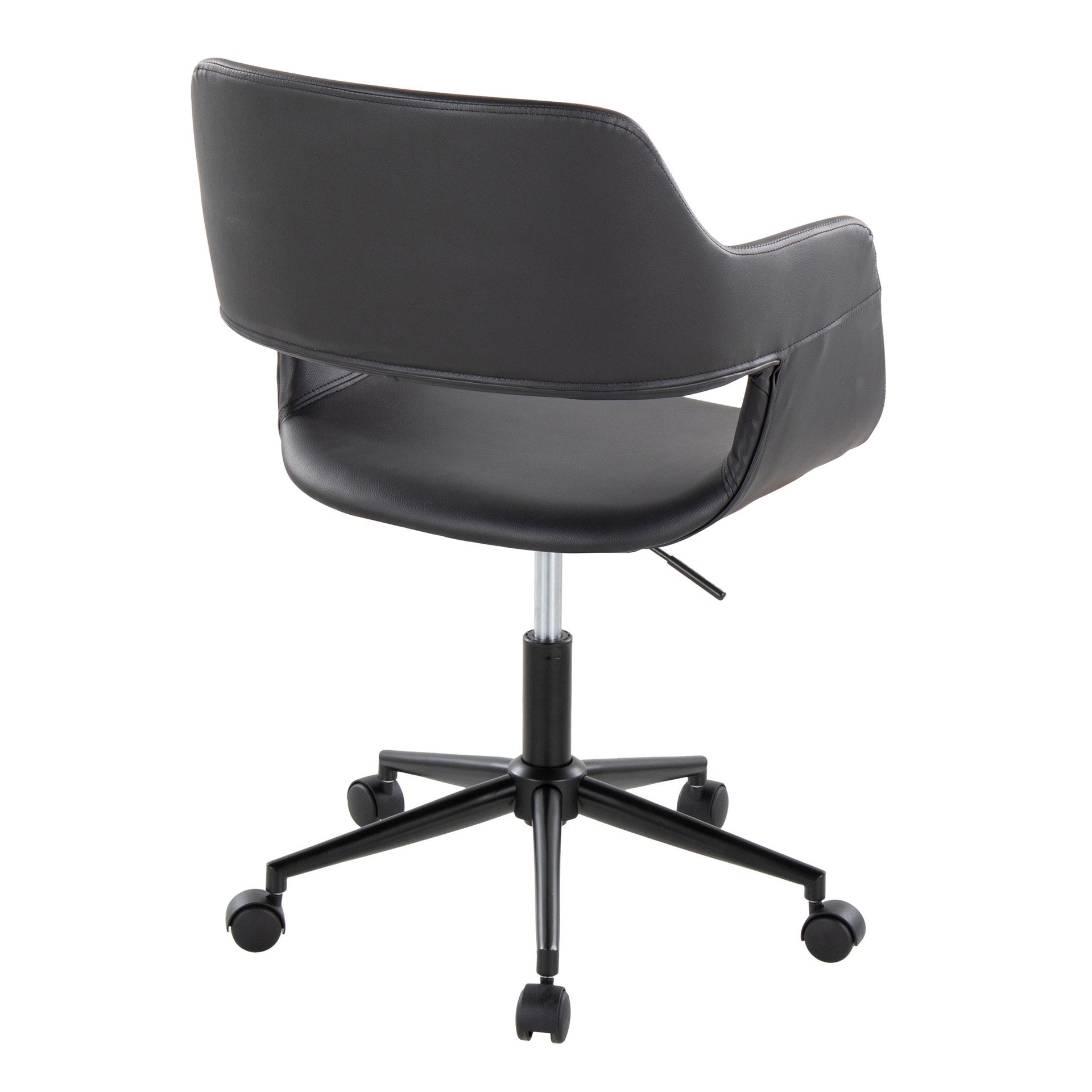 Margarite Contemporary Task Chair in Black Metal and Black Faux Leather by LumiSource
