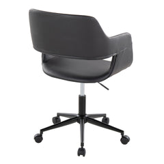 Margarite Contemporary Task Chair in Black Metal and Black Faux Leather by LumiSource