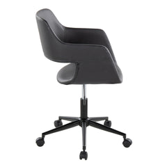 Margarite Contemporary Task Chair in Black Metal and Black Faux Leather by LumiSource