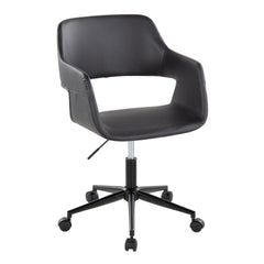 Margarite Contemporary Task Chair in Black Metal and Black Faux Leather by LumiSource