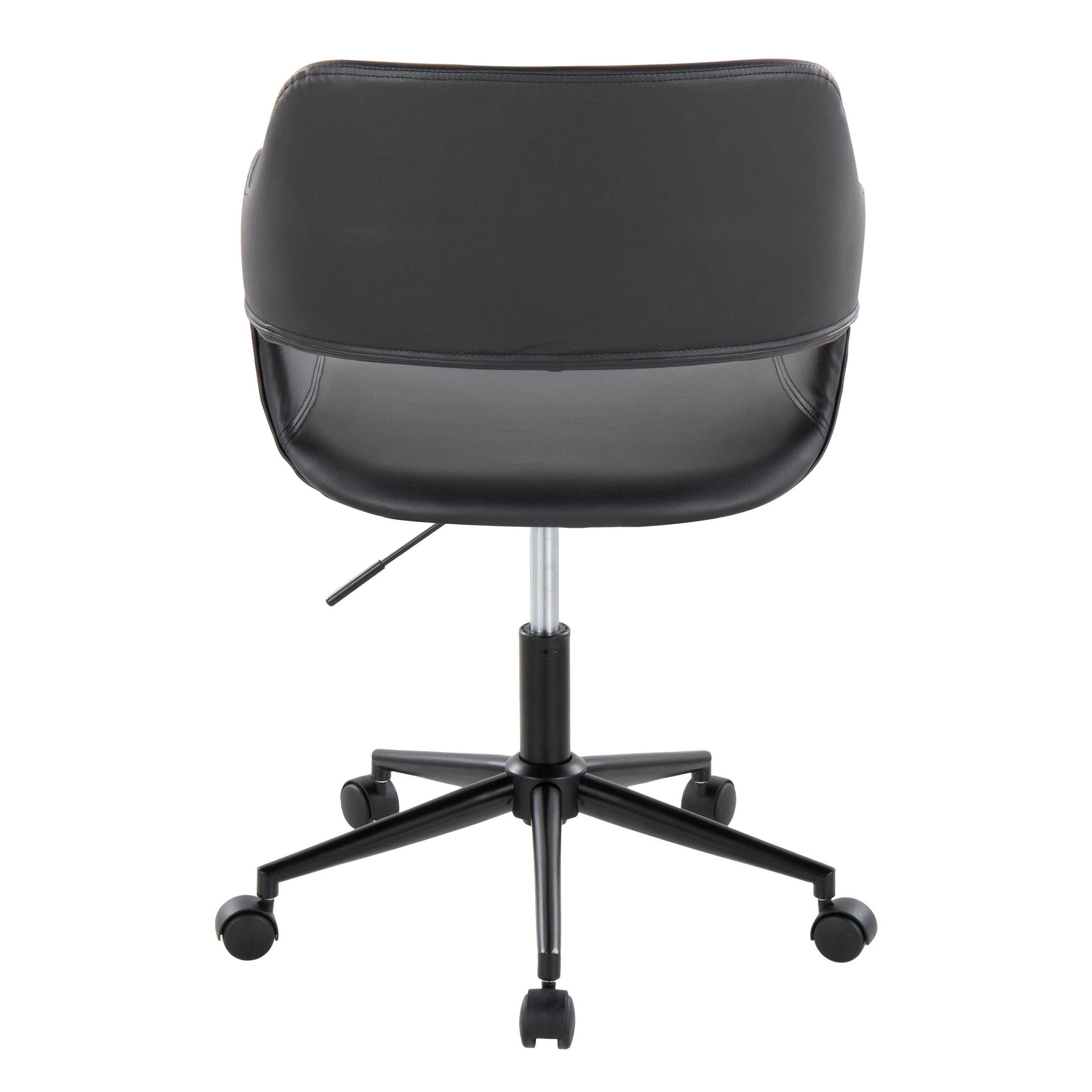 Margarite Contemporary Task Chair in Black Metal and Black Faux Leather by LumiSource