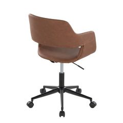 Margarite Contemporary Task Chair in Black Metal and Brown Faux Leather by LumiSource
