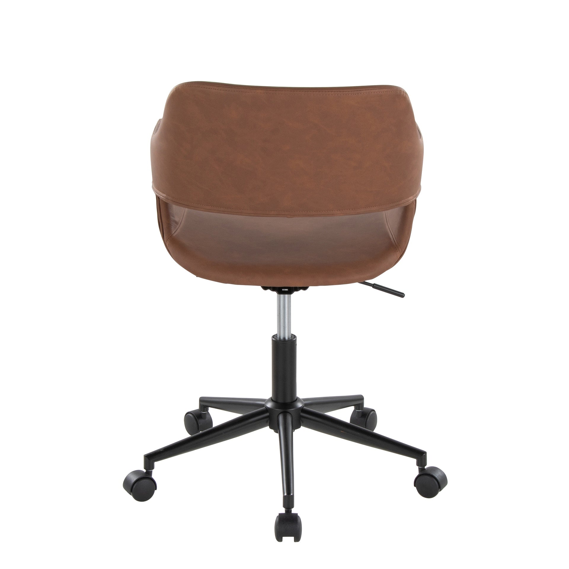 Margarite Contemporary Task Chair in Black Metal and Brown Faux Leather by LumiSource