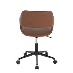 Margarite Contemporary Task Chair in Black Metal and Brown Faux Leather by LumiSource