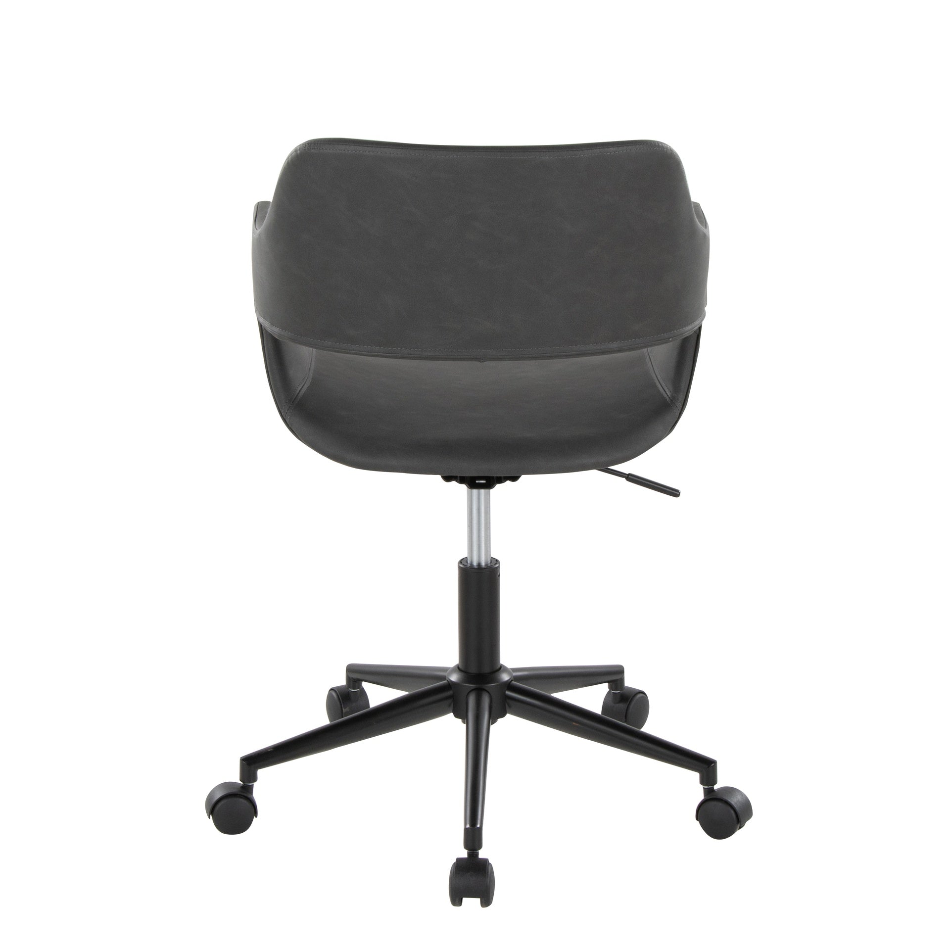 Margarite Contemporary Task Chair in Black Metal and Grey Faux Leather by LumiSource