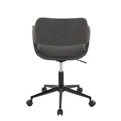 Margarite Contemporary Task Chair in Black Metal and Grey Faux Leather by LumiSource