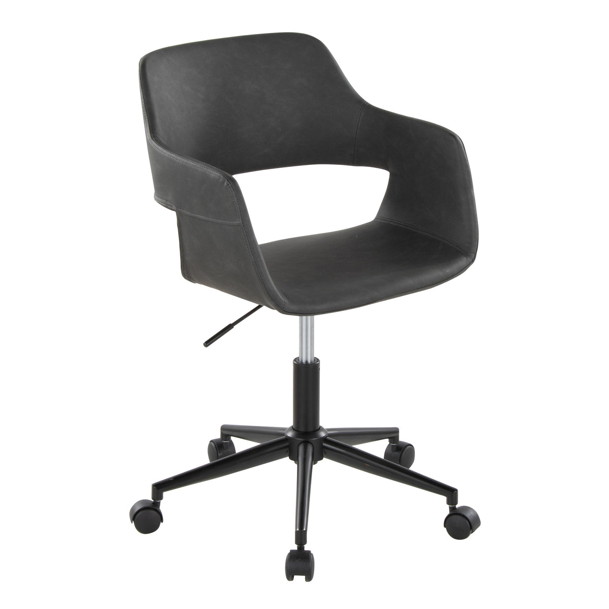 Margarite Contemporary Task Chair in Black Metal and Grey Faux Leather by LumiSource