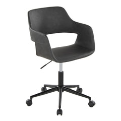 Margarite Contemporary Task Chair in Black Metal and Grey Faux Leather by LumiSource
