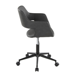 Margarite Contemporary Task Chair in Black Metal and Grey Faux Leather by LumiSource